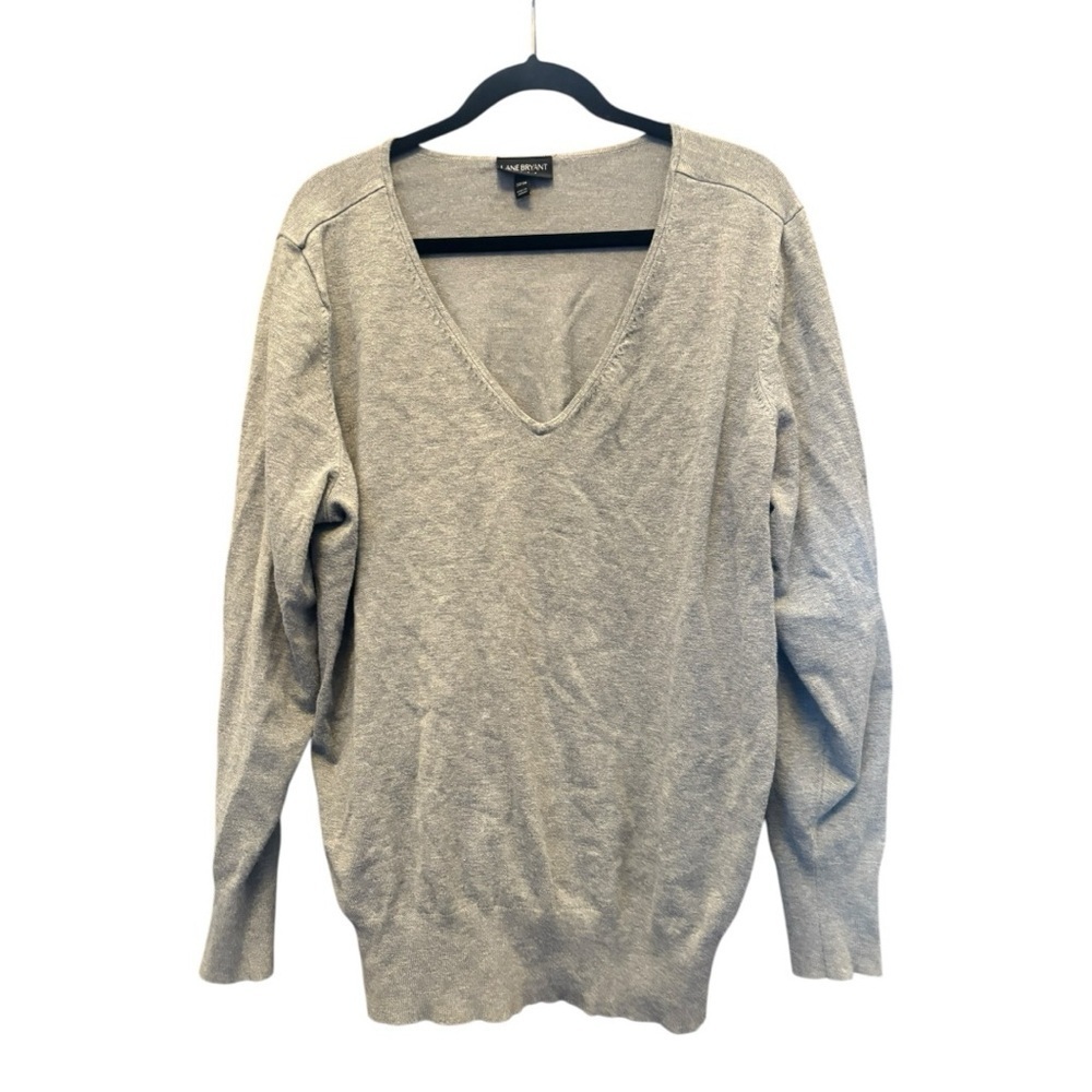 Lane Bryant Light Gray V-Neck Sweater Size 22/24